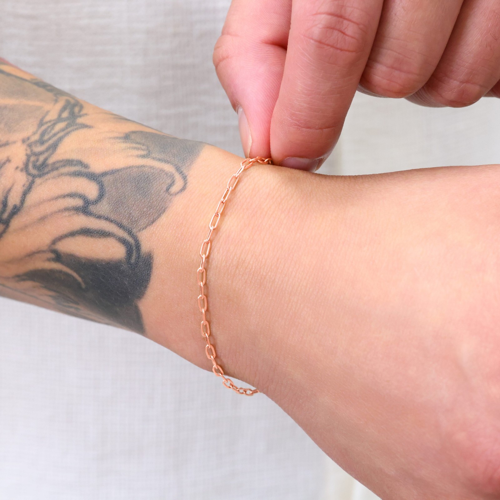 10k Rose Gold 2mm Paperclip Chain Cable Rolo Link Bracelet Womens 7″ 7.5″ 8″