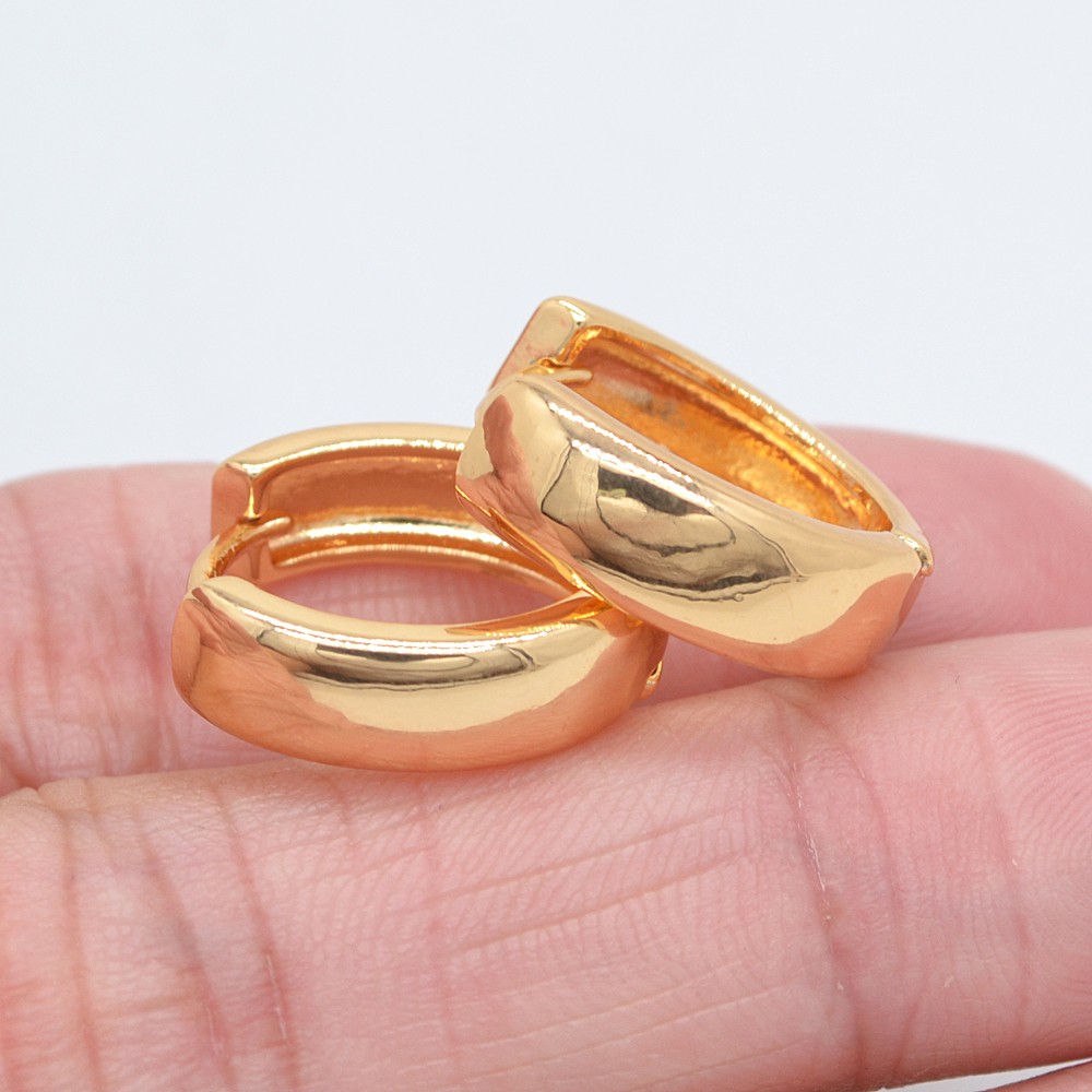 18K Yellow Gold Filled Women Fashion Shinny Round Hoop Huggie Earrings Jewelry