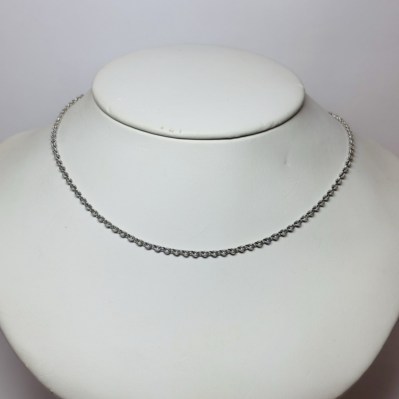 Judith Ripka Sterling 925 Silver Rolo Link Chain Necklace 17in -.14