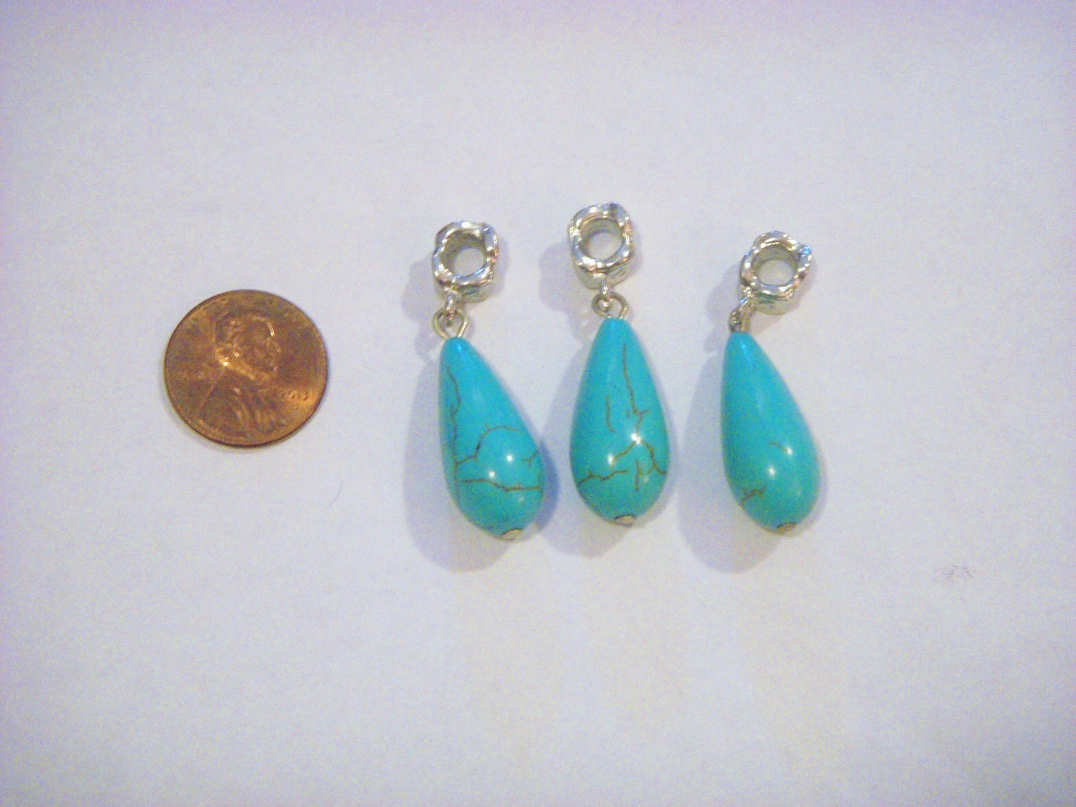BLUE TURQUOISE SINGLE CHARM DANGLE FOR BRACELETS OR PENDANTS MULTISHAPE/DESIGN