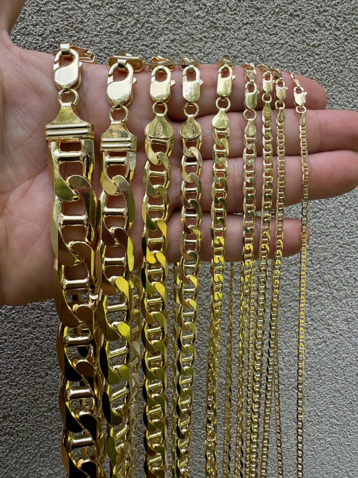 14k Gold Plated Solid 925 Sterling Silver Mariner Chain Necklace Bracelet ITALY