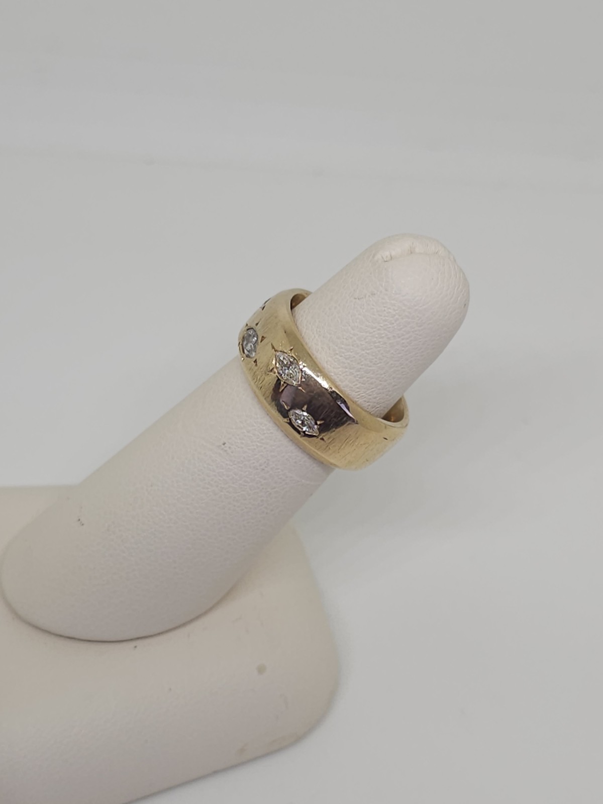 Custom Design 14k Yellow Gold 7.8 mm Wide Marquise Diamond Band 1ctw Size 5