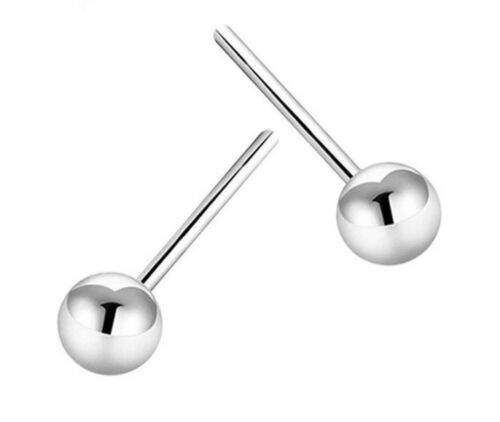 925 Sterling Silver Round Ball Stud Earrings High Polished Butterfly Post Backs