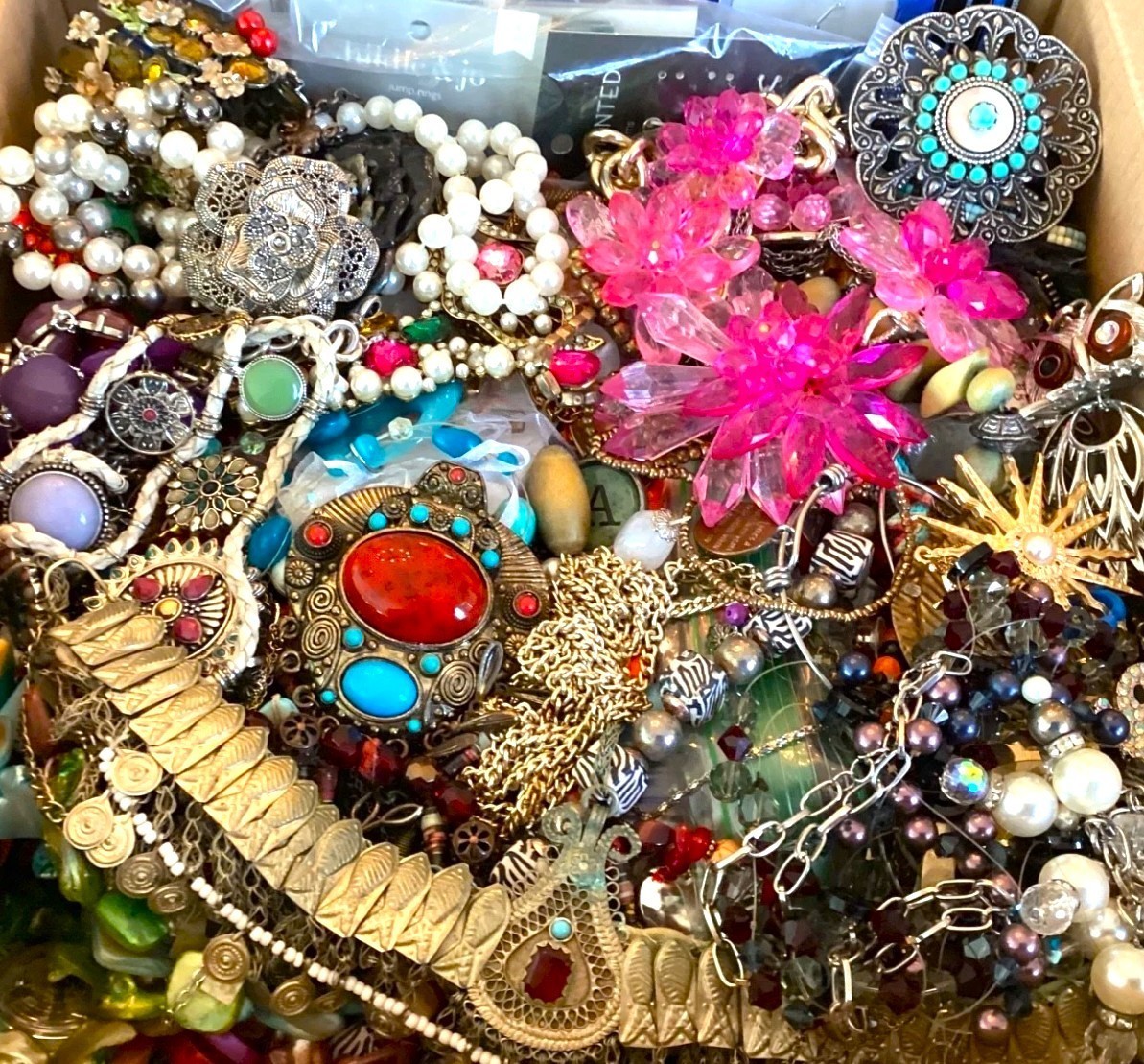 Tangled Jewelry Lot 3 Lbs Unsorted Unsearched Vintage & Modern Junk & Resale