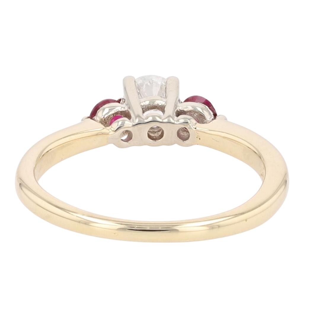 .50ctw Diamond and Lab-Created Ruby Engagement Ring 14k Yellow Gold Size 5.25