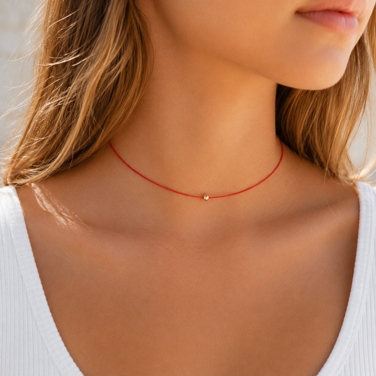 Black oCord String Choker Rope Necklace 14k Gold Bead – Handmade Waterproof