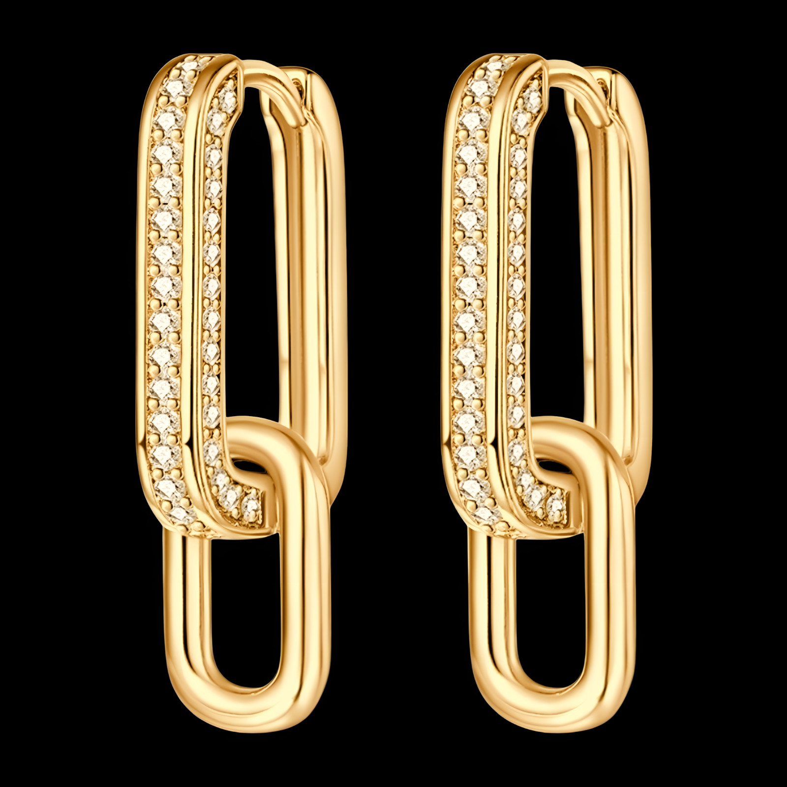 925 Silver Gold-Plated Link Hoop Earrings for Women – Geometric Chain Design 912