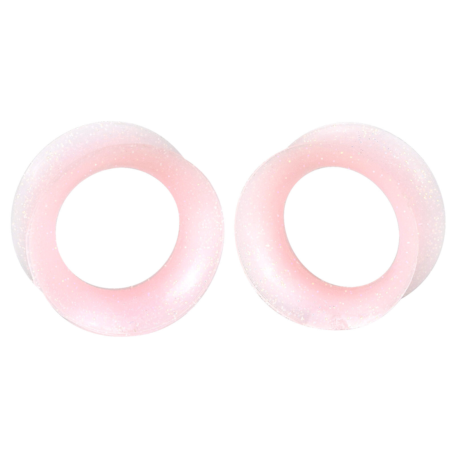Pair Thin Silicone Ear Tunnels Gauges Plugs Glitter Earskin Stretchers 2g-3/4″