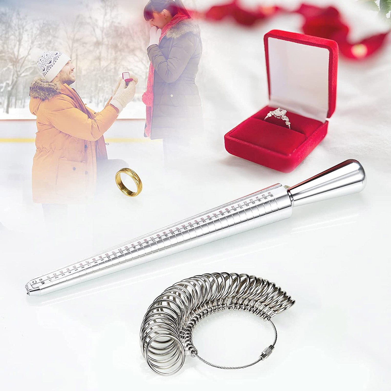 Metal Ring Sizer Guage Mandrel Finger Sizing Measure Stick Standard Jewelry Tool