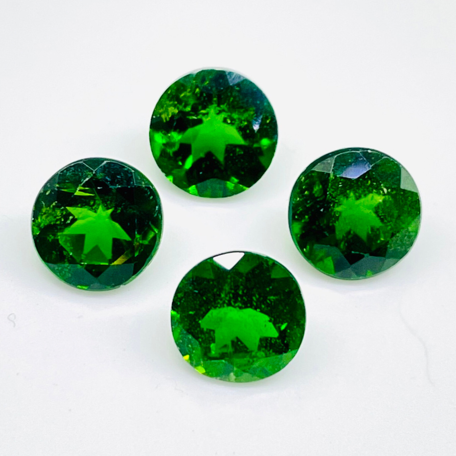 Natural Chrome Diopside 4 Pcs 7mm Round Cut Vivid Green Loose Gemstones Lot