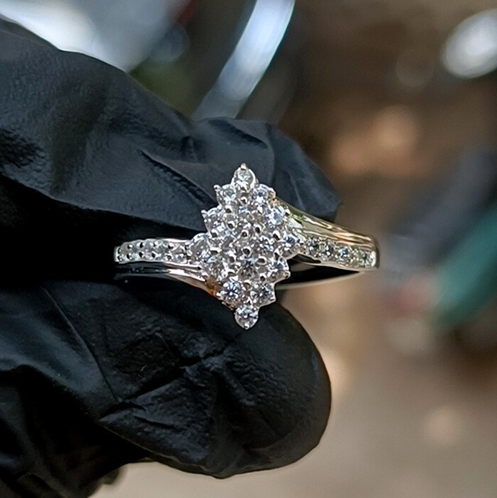 2.20Ct Round Lab Created Diamond Cluster Engagement Ring 14K White Gold Plated