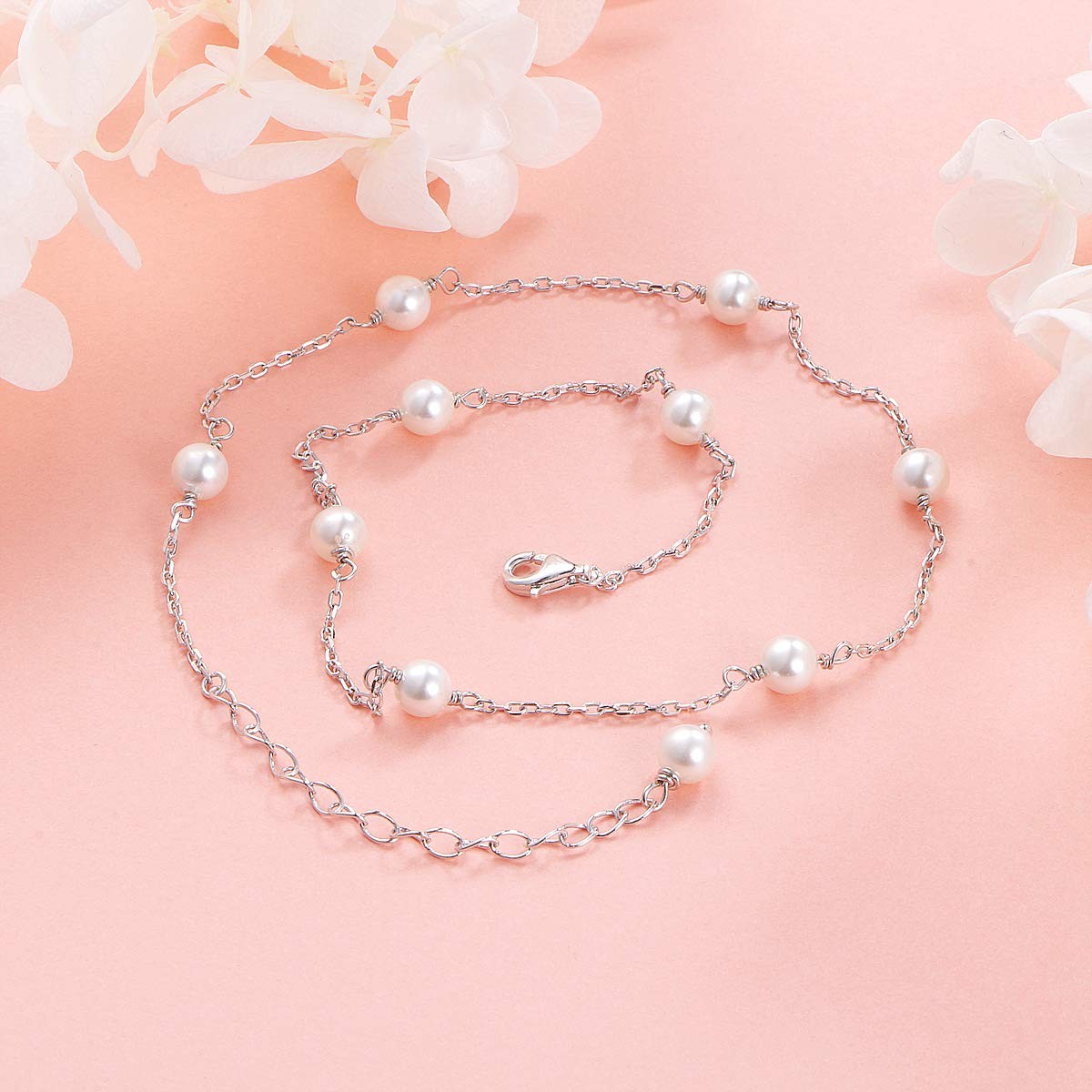 S925 Sterling Silver Pearl Choker Short Dainty Necklace Pendant for Women Jew…