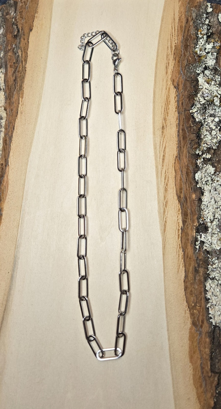 Stainless Steel Paperclip Necklace 6.5mm – 18in + 2in Extender