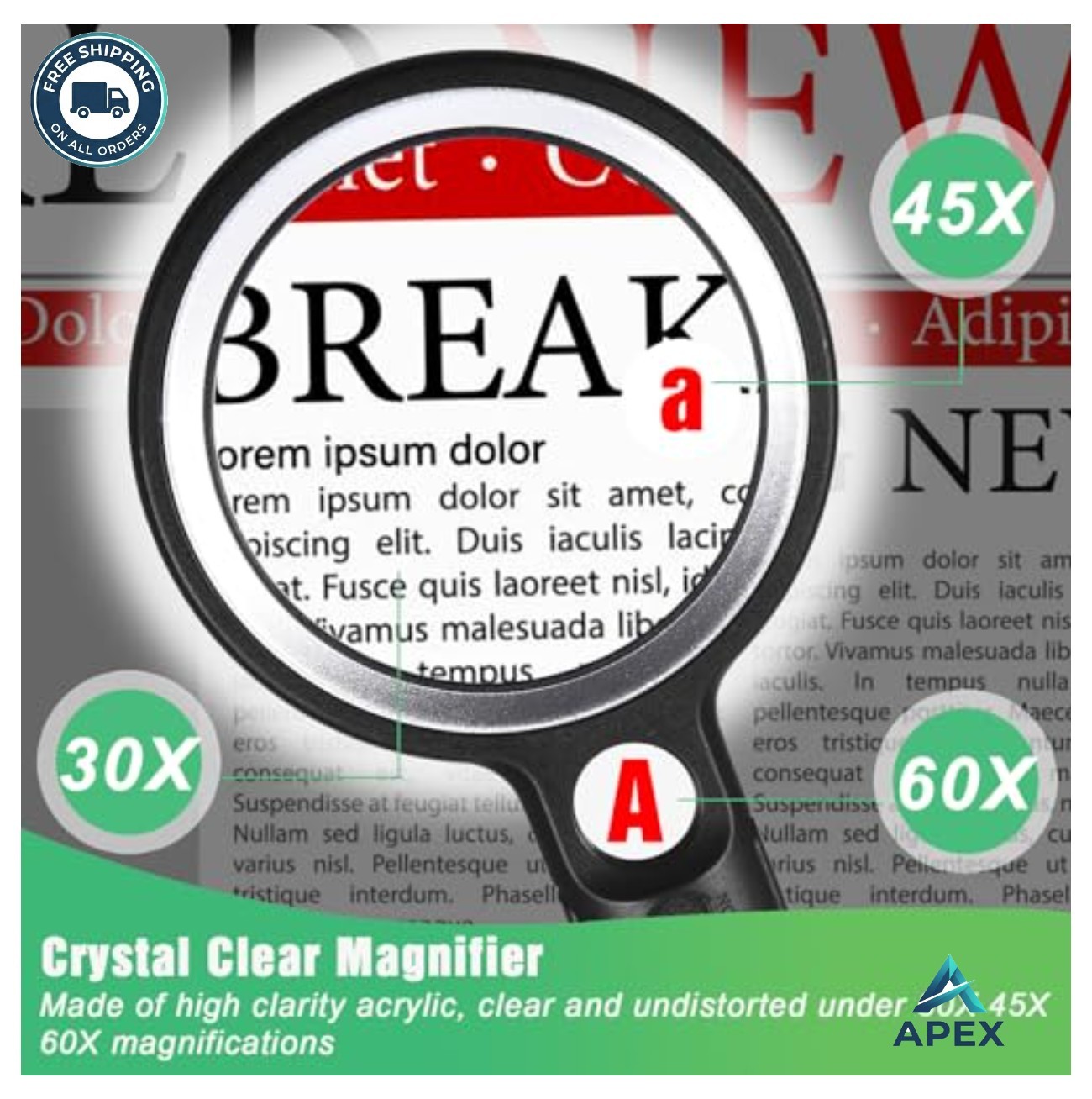 Magnifying Glass with Light 30 LED 30X 45X 60X Illuminated Magnifier for