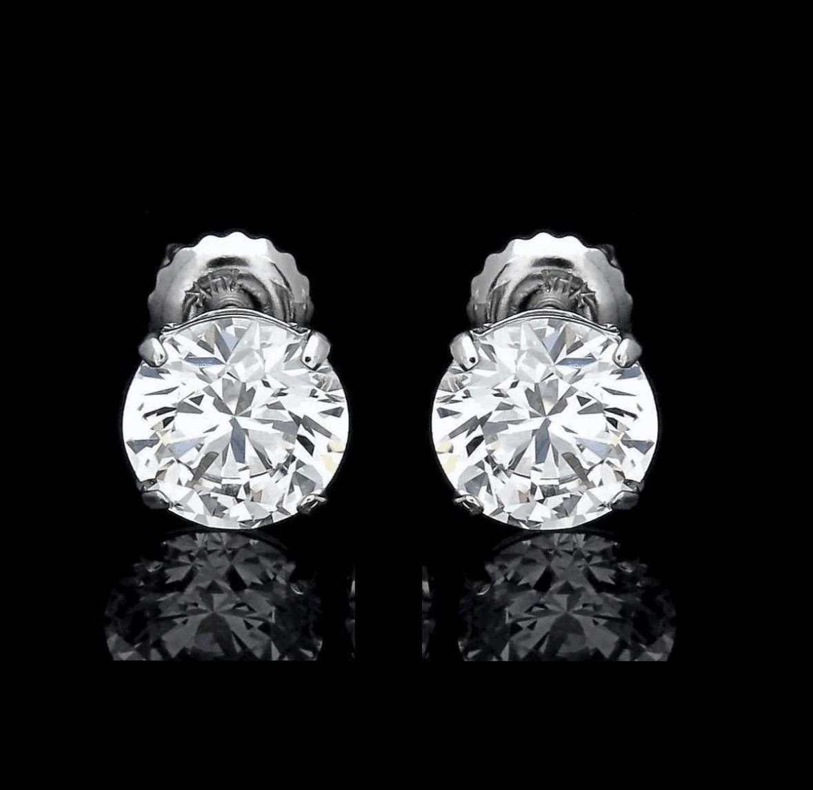 6 CT ROUND CUT VVS1/D LAB CREATED EARRINGS 14K WHITE GOLD SCREW-BACK 9MM GIFT