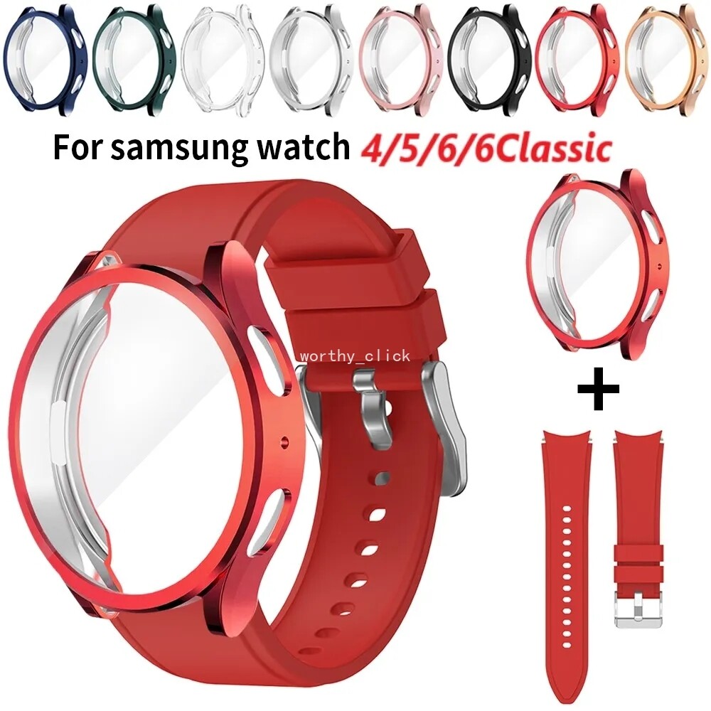 For Samsung Galaxy Watch 4 5 6 7 FE 40m 44 45 47 Sport Silicone Watch Band Strap