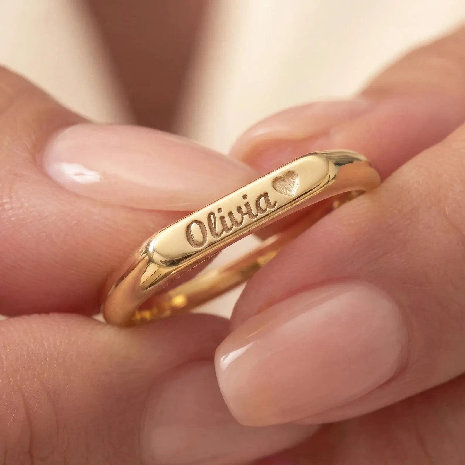 Custom Engraved Ring Personalized Custom Name Ring Custom Skiny Band Ring