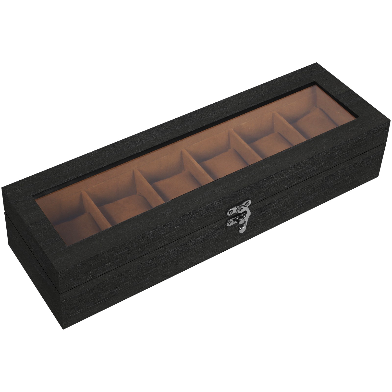 6 Slots Watch Box Solid Wood Watch Case with Clear Top Storage Display Case Gift