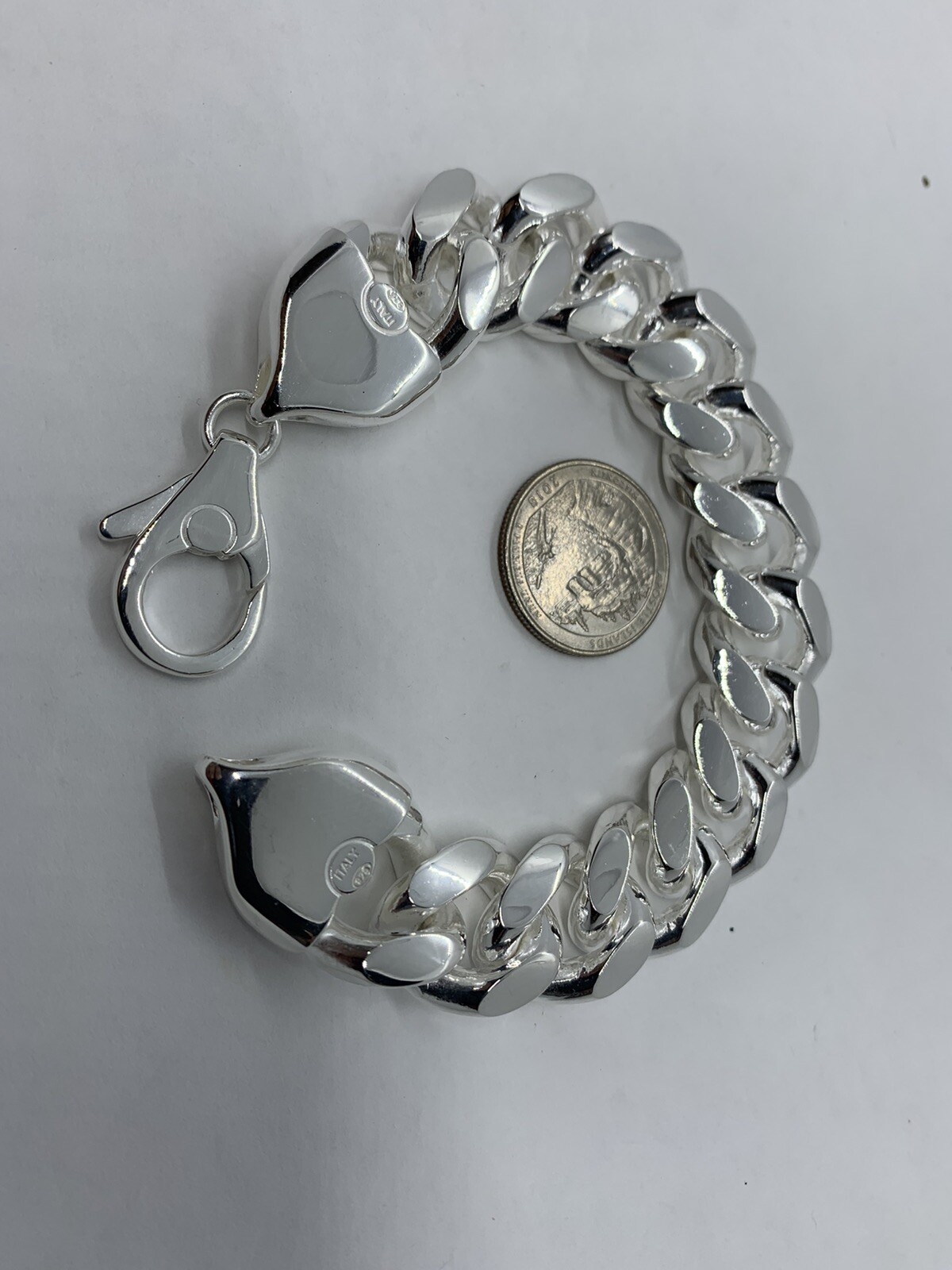 Hand Polished 18.2mm Solid 925 Silver Miami Cuban Link Men’s Bracelet 9″ Italy