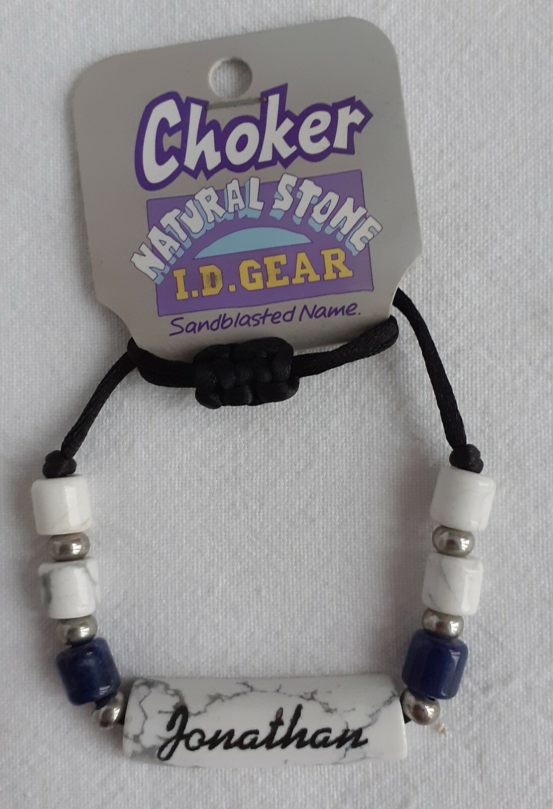 ID Choker / Necklace – Natural Stone – Sandblasted Name – Jonathan – Brand New