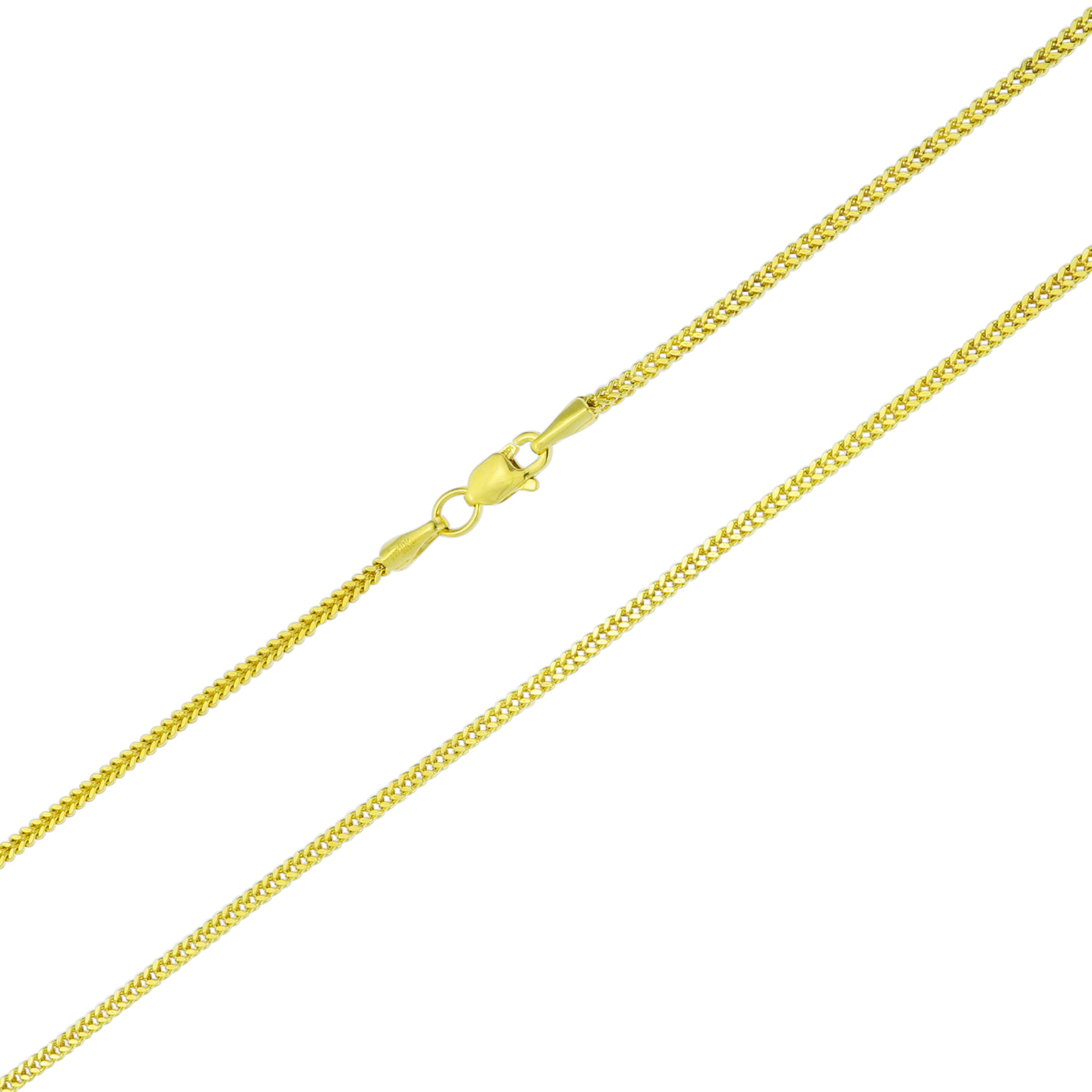 10K Yellow Gold Womens 1.5mm Foxtail Wheat Box Franco Pendant Necklace Chain 18″