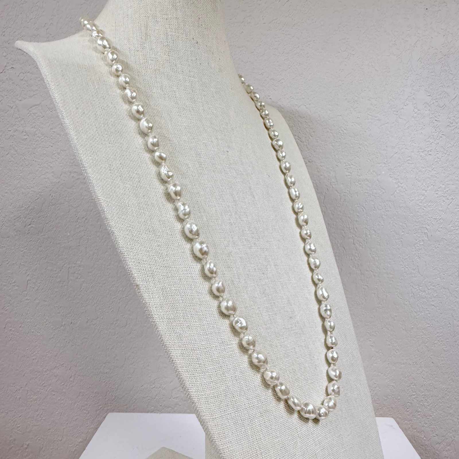 Vintage Continuous Knotted Baroque Freshwater Pearl Strand Necklace