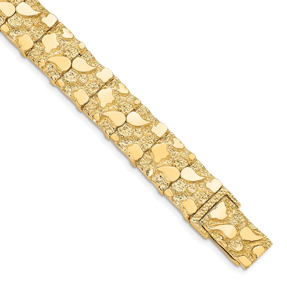 10k Yellow Gold 12.0mm NUGGET Bracelet 8″ 30.87gm Gift for Mother