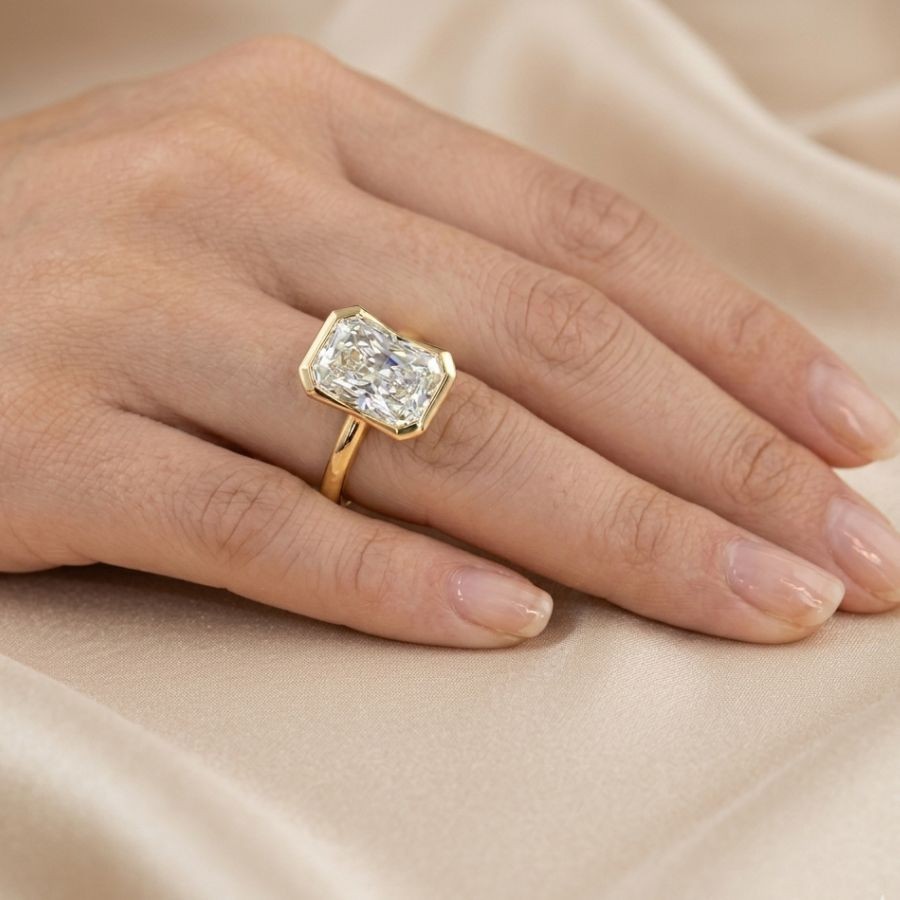 1.50 Ct Radiant-Cut Lab Grown Diamond Wedding Engagement Ring 14k Yellow Gold