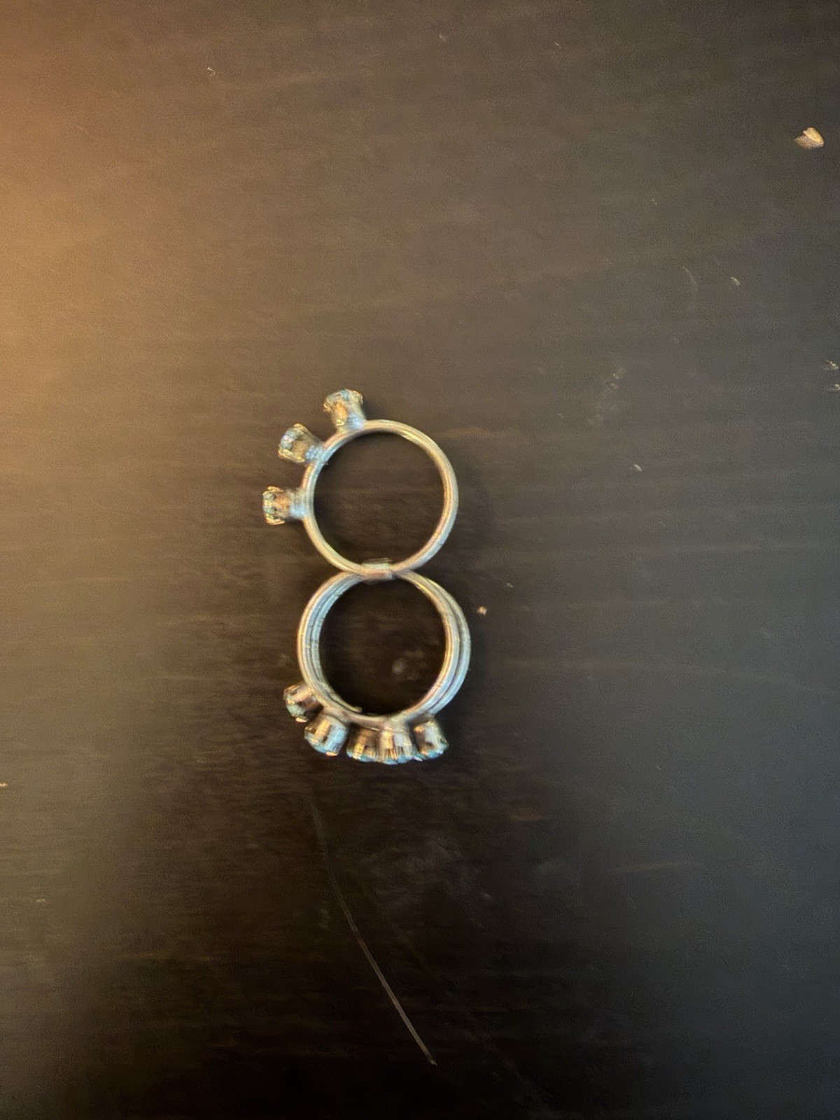 SILVERTONE STACKABLE BANDS CLUSTER OF TURQUOISE STONES RING SIZE 5