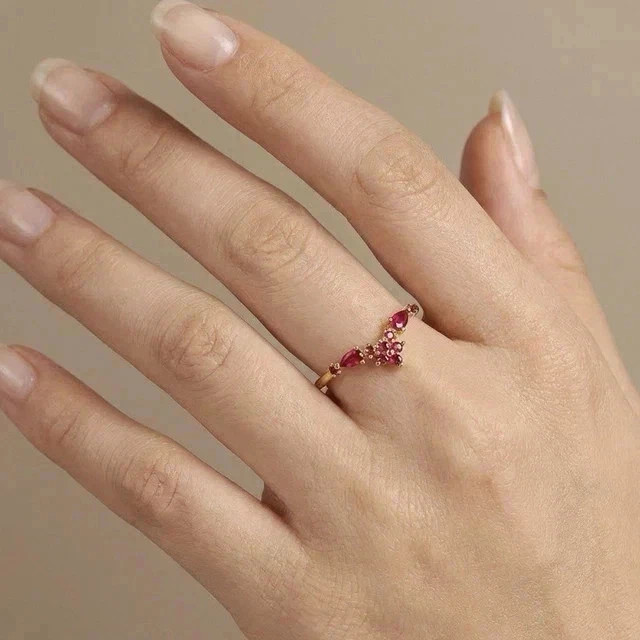 Lab Created Red Ruby 2 Ct Round Cut Women Engagement Ring 14K Yellow Gold Plated