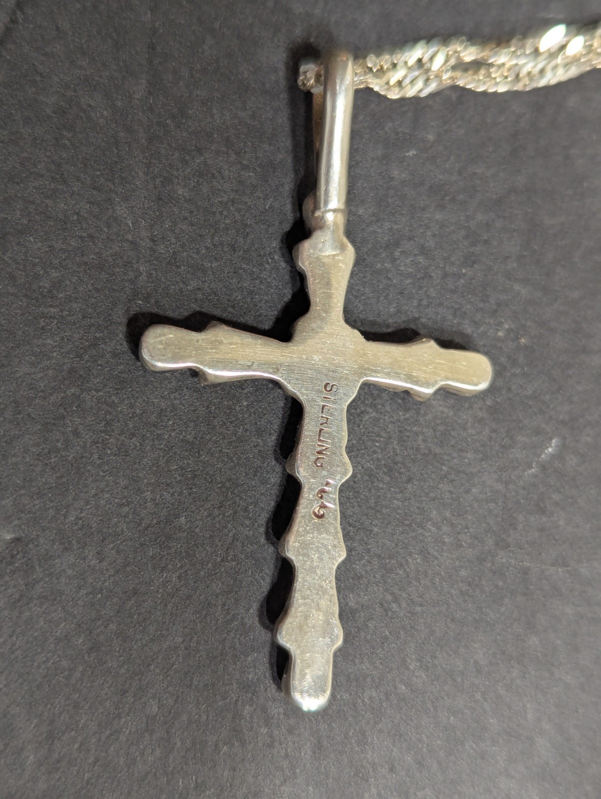 Multi-Stone Sterling Silver Cross Pendant Necklace