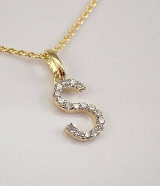 1Ct Round Lab-Created Diamond S Shape Pendant 14k Yellow Gold Plated Silver