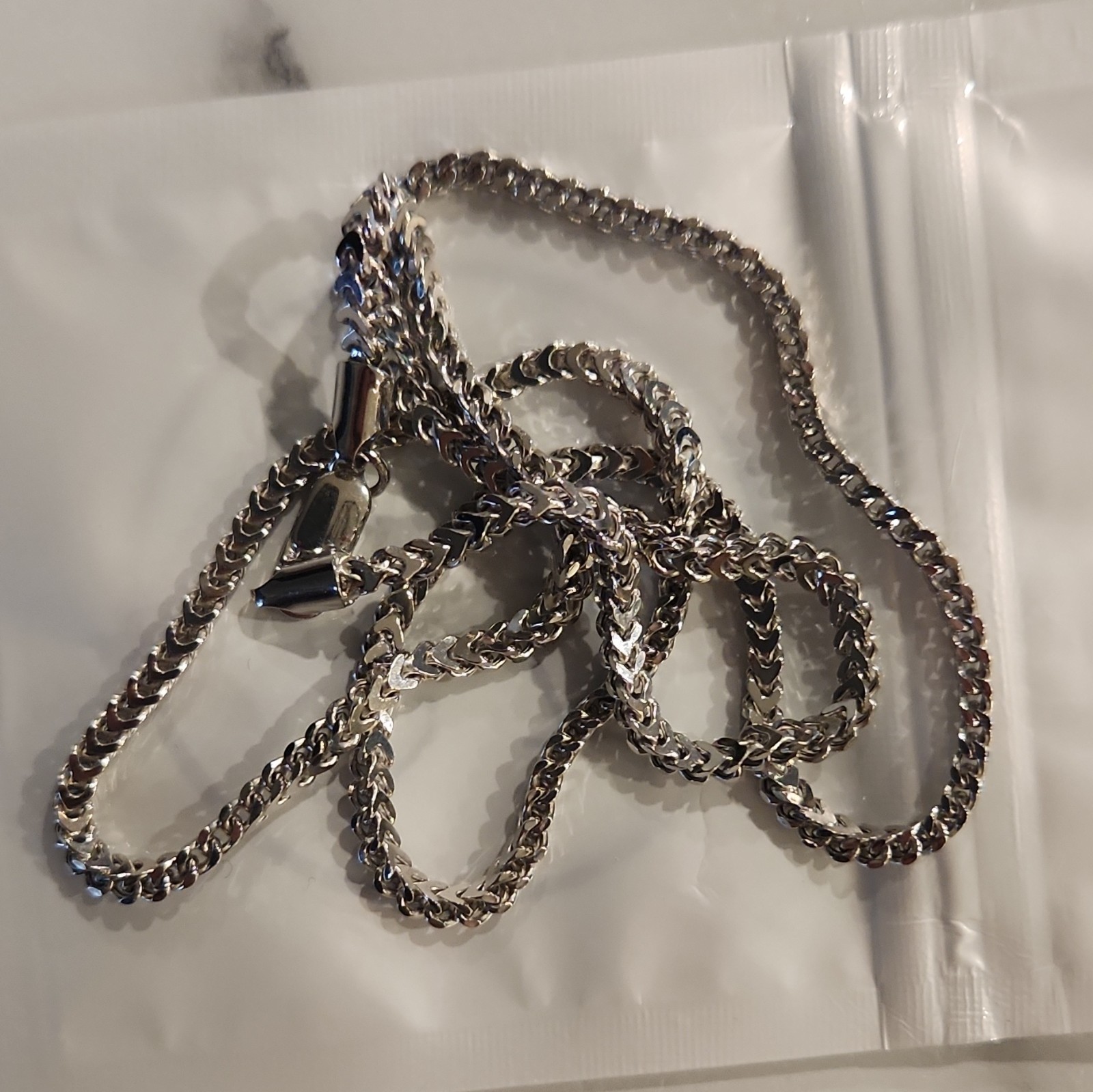 8G Sterling Silver 925 Franco Chain Necklace, Lobster Clasp, Signed 20″ 3mm
