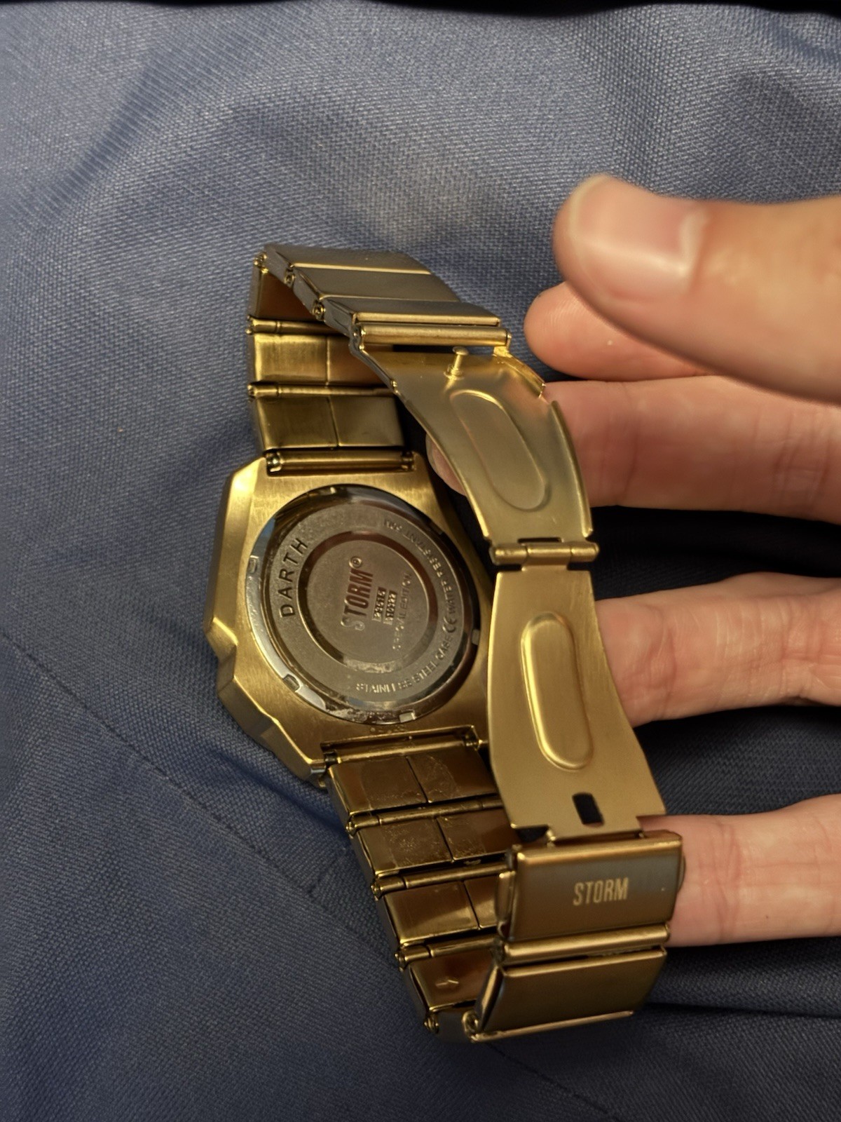 STORM Darth Quartz Analog Gold Tone Bracelet Watch Black Dial Date 44mm 50m
