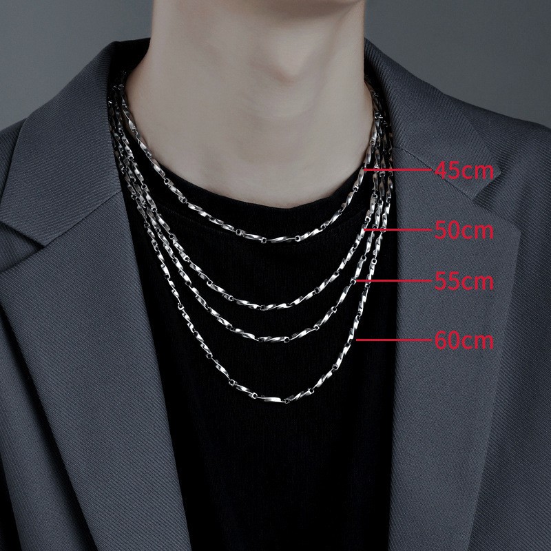 Stainless Faceted Oval Link Chain Necklace Unisex Minimalist Layering Chain