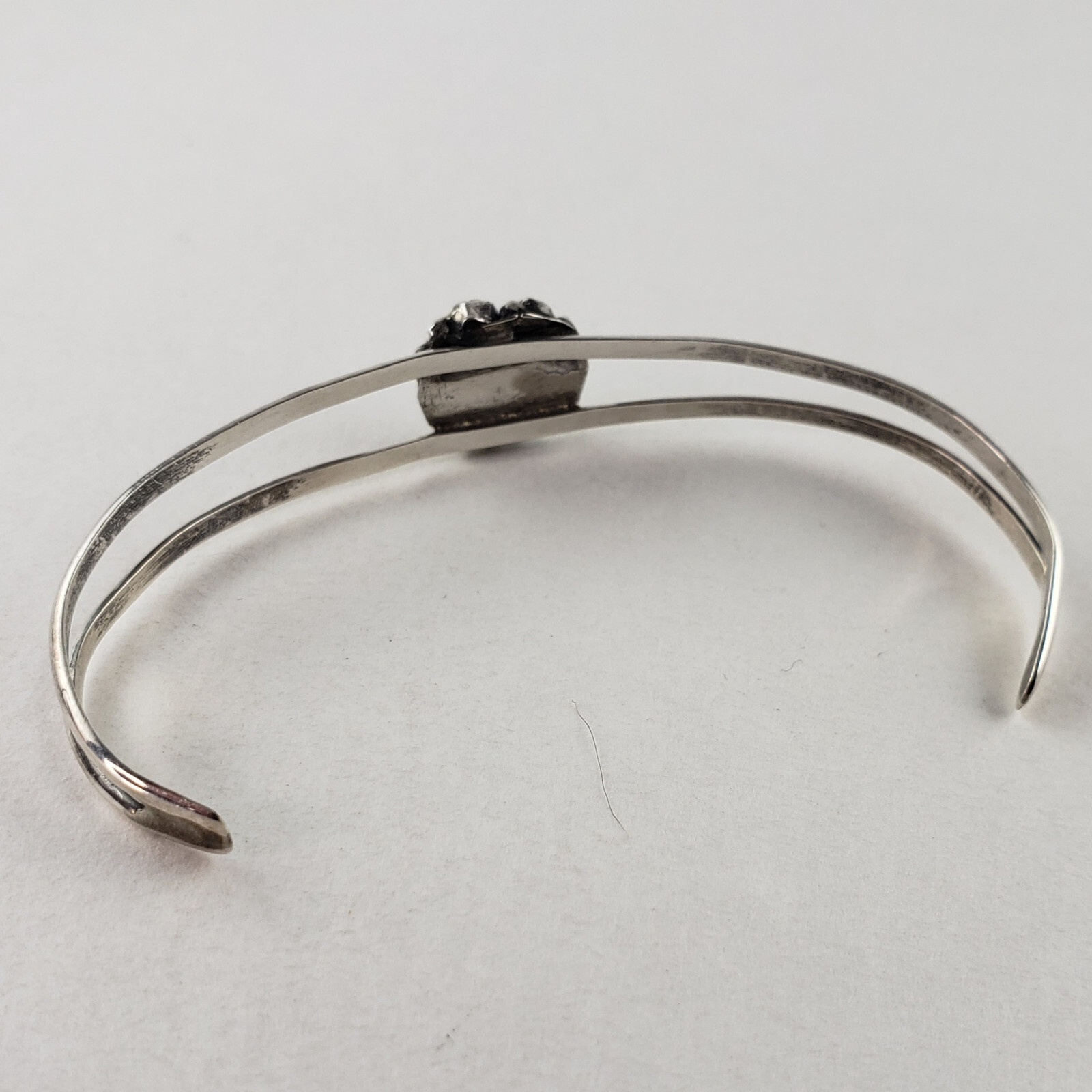 Sterling Small Cuff Bracelet Petti Point Turquoise Southwest 3.7g [7825]