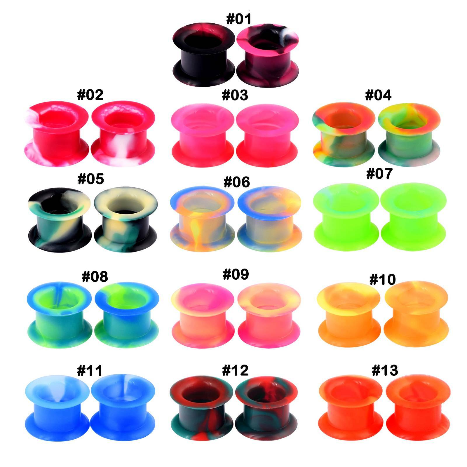 PAIR-SOFT THICK SKINS TUNNELS-Silicone Ear Skins-Ear Gauges-Soft Ear plugs 2G-1″