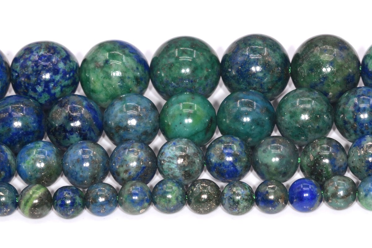 Green Blue Azurite Grade AAA Round Gemstone Loose Beads 4/5-6/8/10/15-16MM