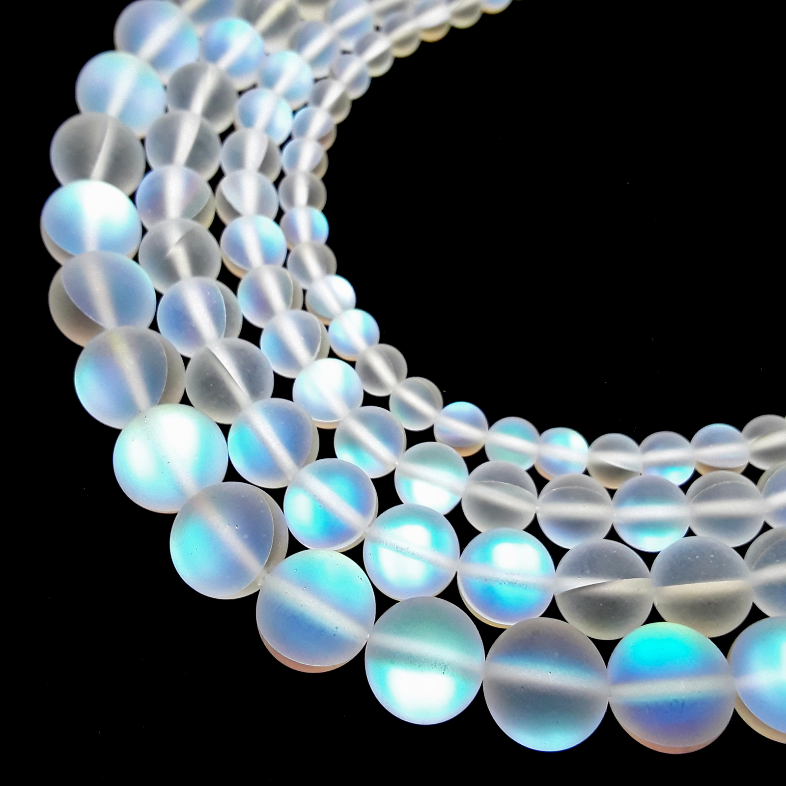 Clear Mystic Mermaid Glass Matte Round Beads 6mm 8mm 10mm 12mm 15.5″ Strand
