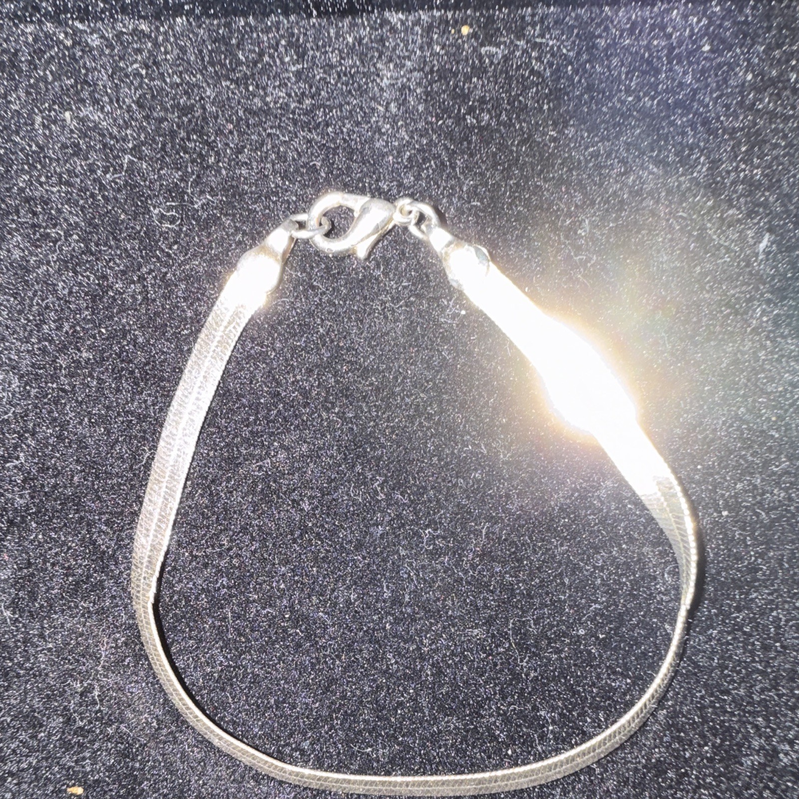 Vintage 925 Sterling Silver Flat Herringbone Chain Bracelet