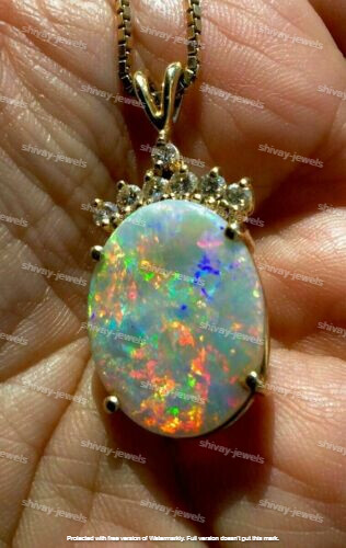 Real Fire Opal 2.00Ctw Oval Cut Solitaire Pendant 18K Yellow Gold Plated Silver