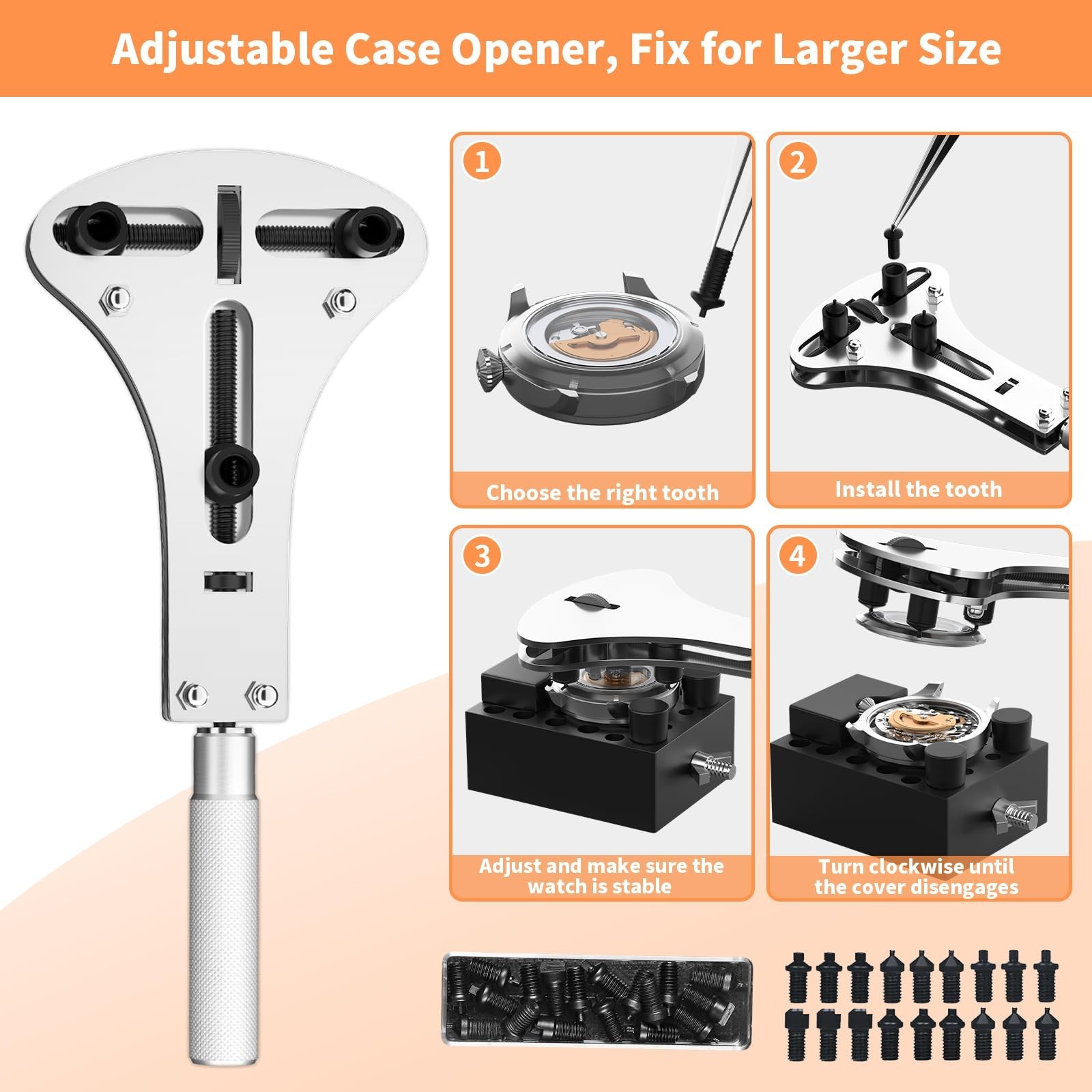Watch Link Removal Kit & Repair Tools Set – Case Opener, Battery Replacement, Pi
