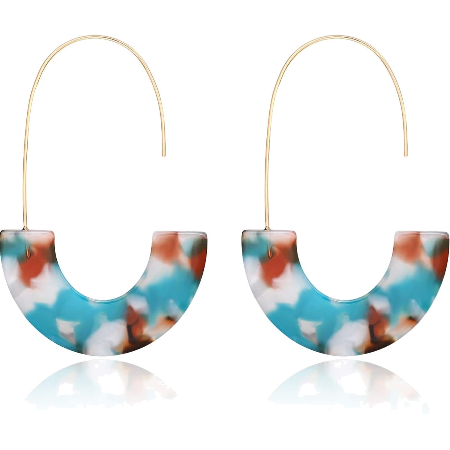 Acrylic Earrings Tortoise Hoop Resin Drop Dangle Jewelry Women