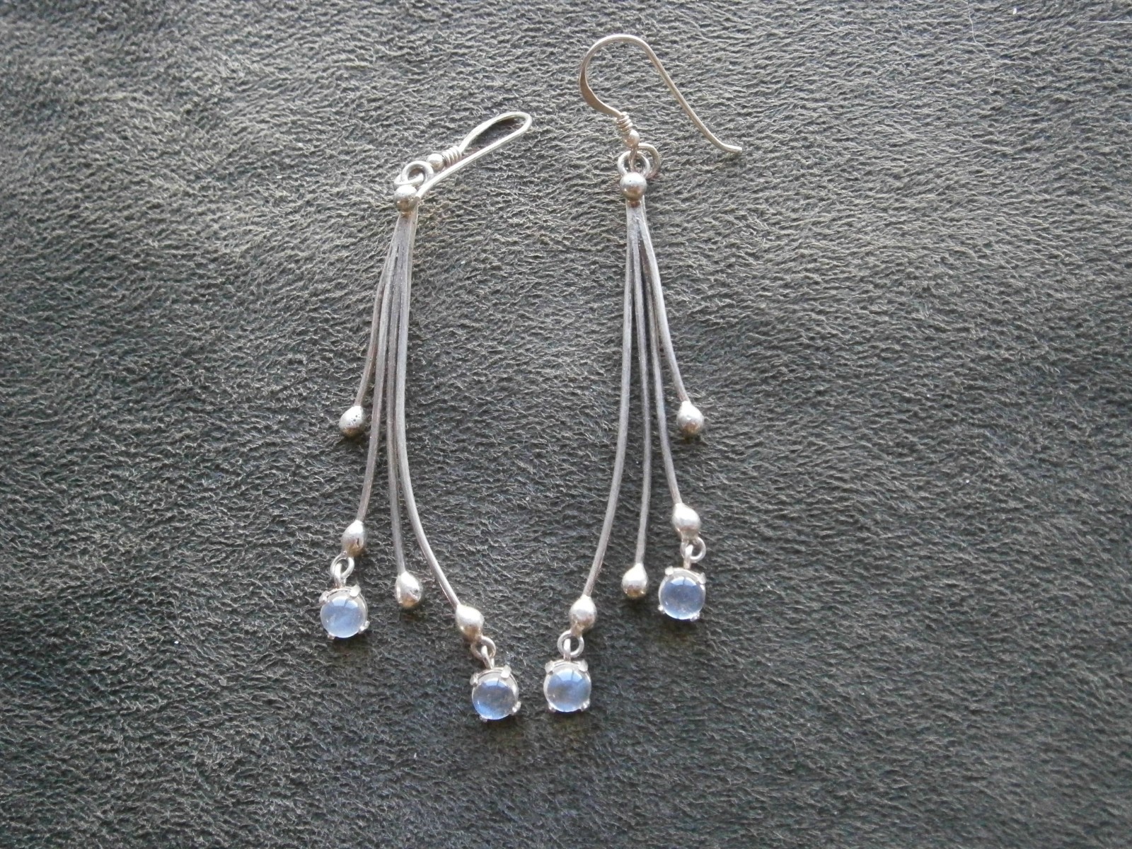 Long Fixed Clear Crystal Vintage Sterling Silver Dangle Hook Earrings 6.5g