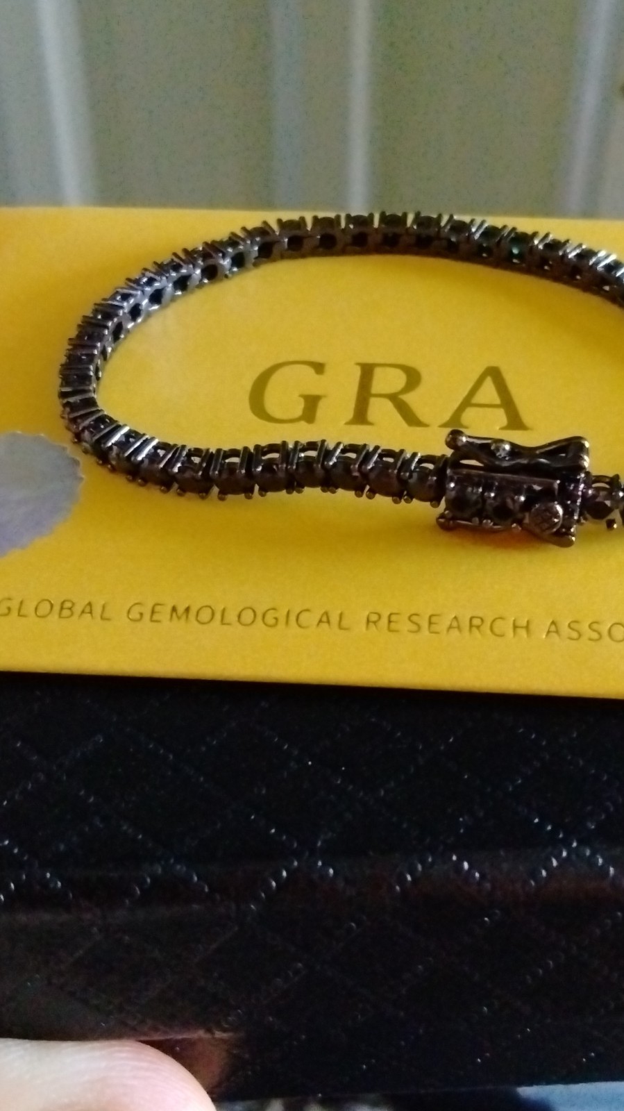 6.5 inch black Tone Tennis Bracelet dark green moissanite