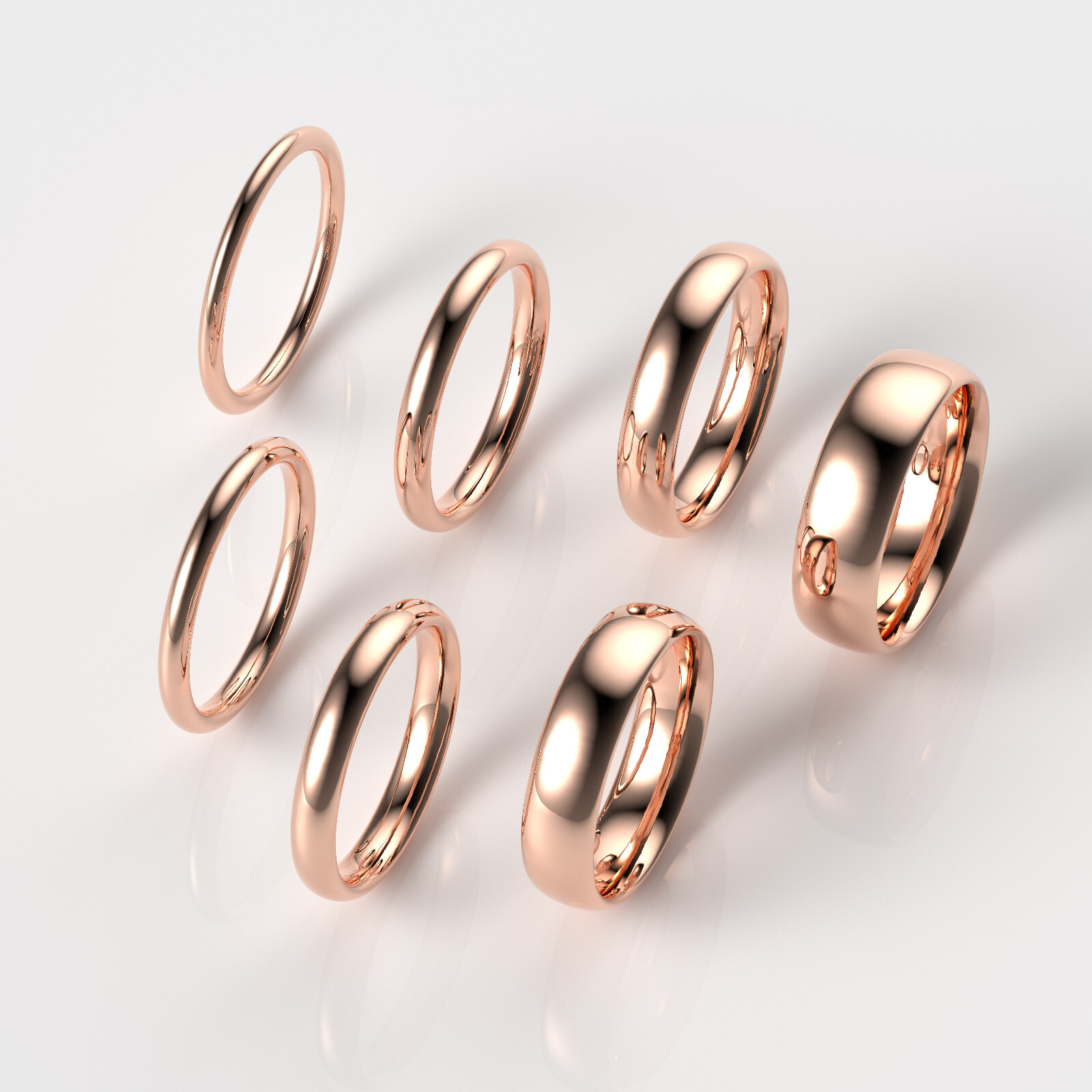 14K Rose Gold 1.5mm 2mm 2.5mm 3mm 4mm 5mm 6mm Comfort Fit Men Women Wedding Band