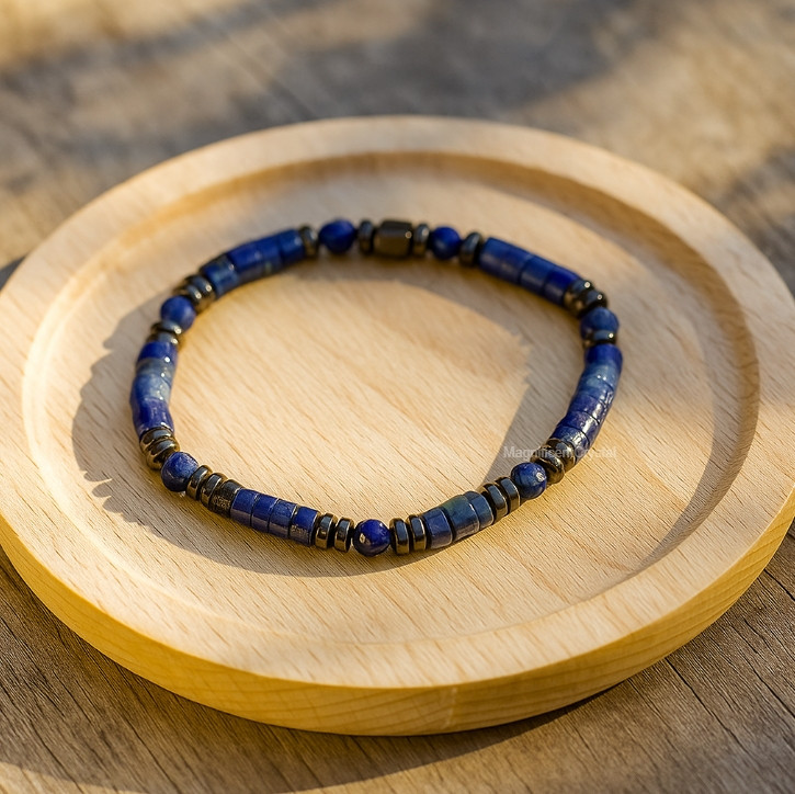 Lapis Lazuli Men Bracelet Hematite Energy Crystal Stone Minimalist Healing Gifts