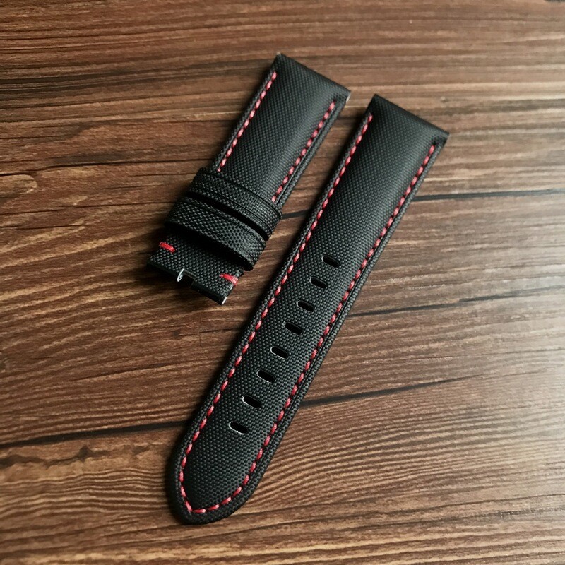 Quality Carbon Fibre Bottom Canvas Watch Band Straps Mens for Panerai 22 24 26mm
