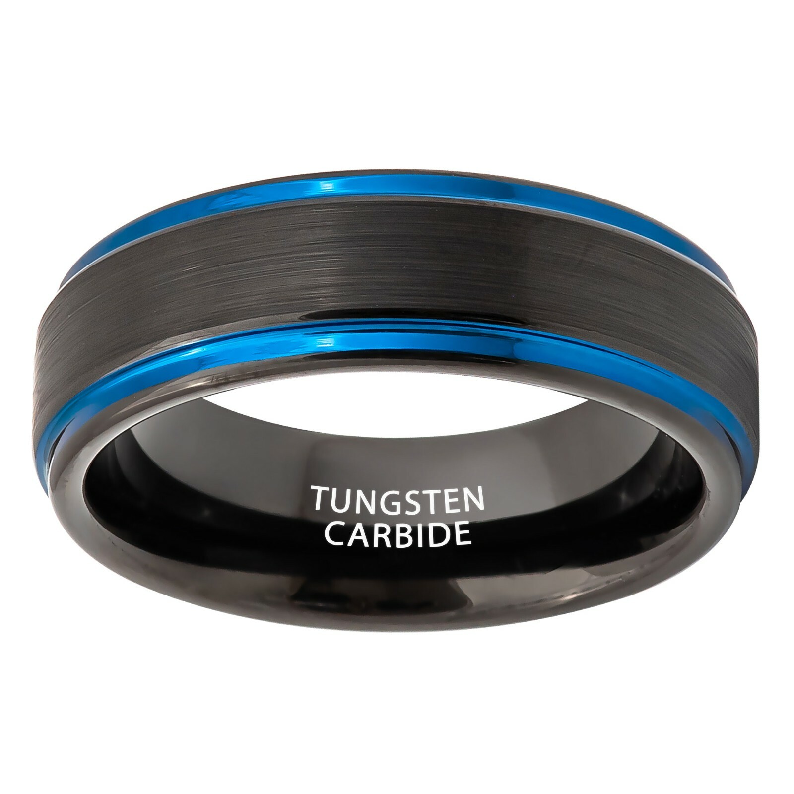 Tungsten Ring Black Ion Plated Center Brushed 8mm Wedding Anniversary Unisex