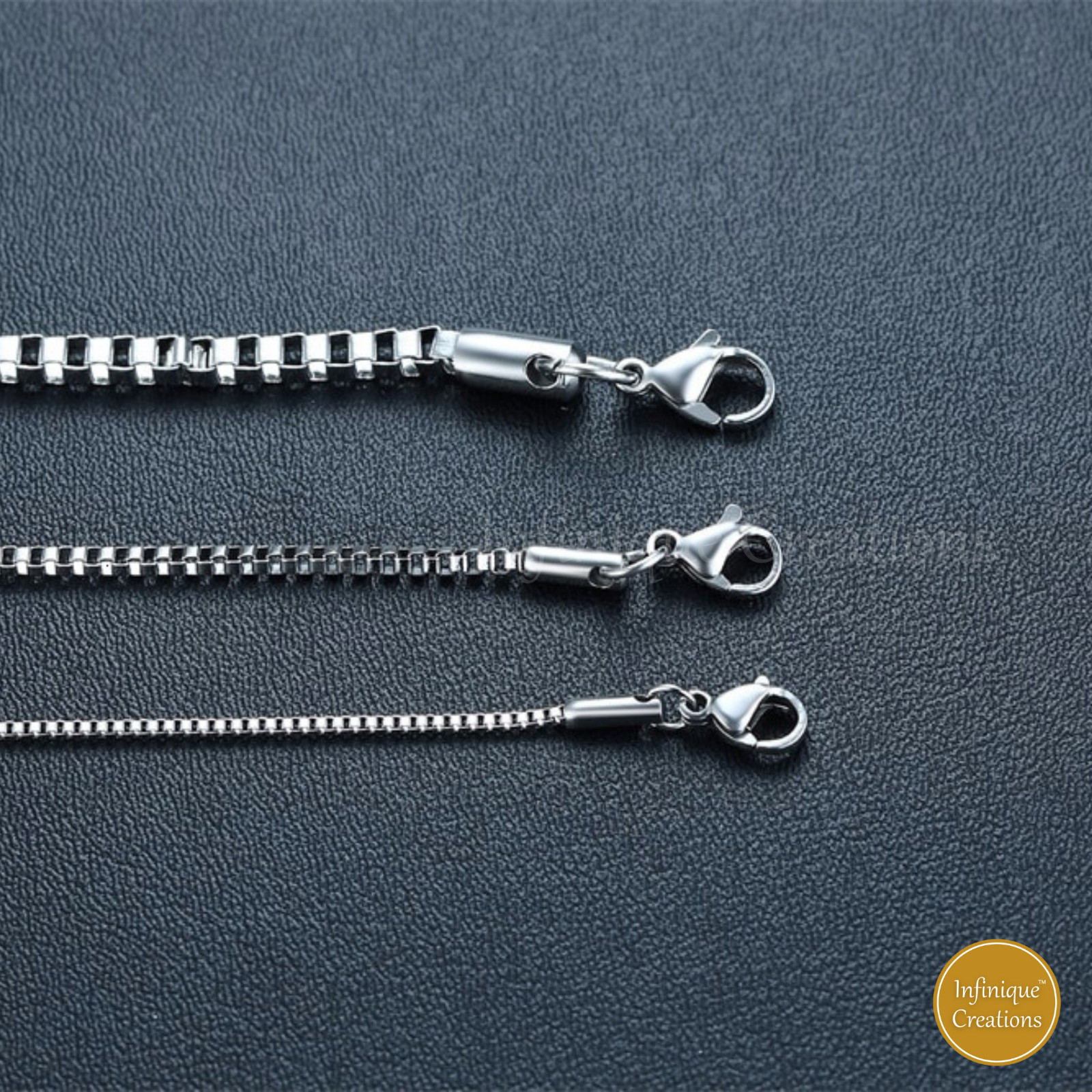 Stainless Steel Silver Box Chain Bracelet and Necklace Men Women 1mm-4mm 7-38″